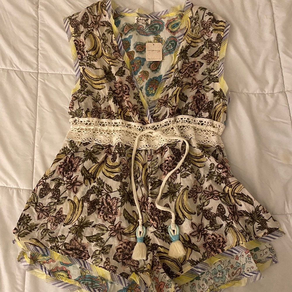 NWT Free People Intimately Watching Waves Crochet Romper Women’s Small